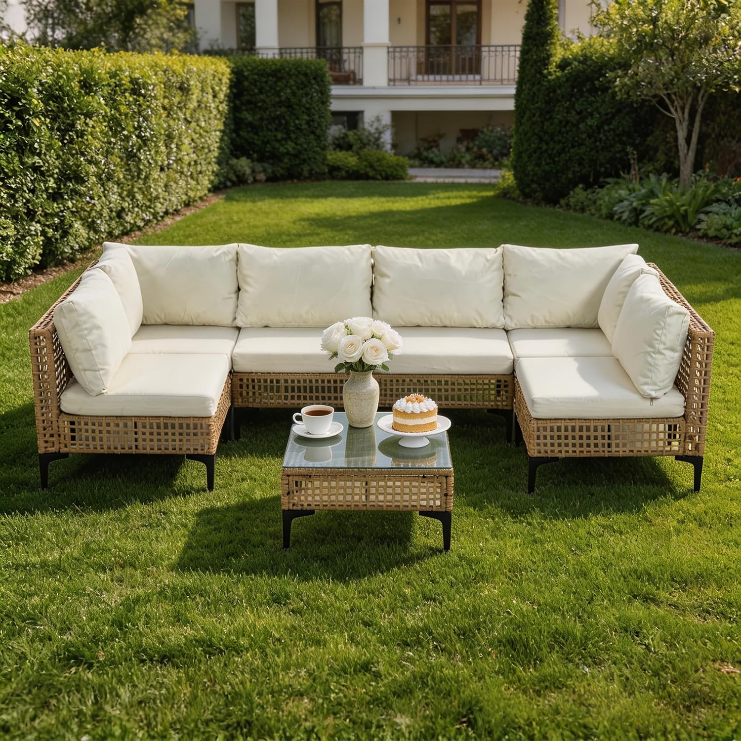 7 PCs Outdoor Patio Furniture  - Outdoor Furniture Luxury review and price