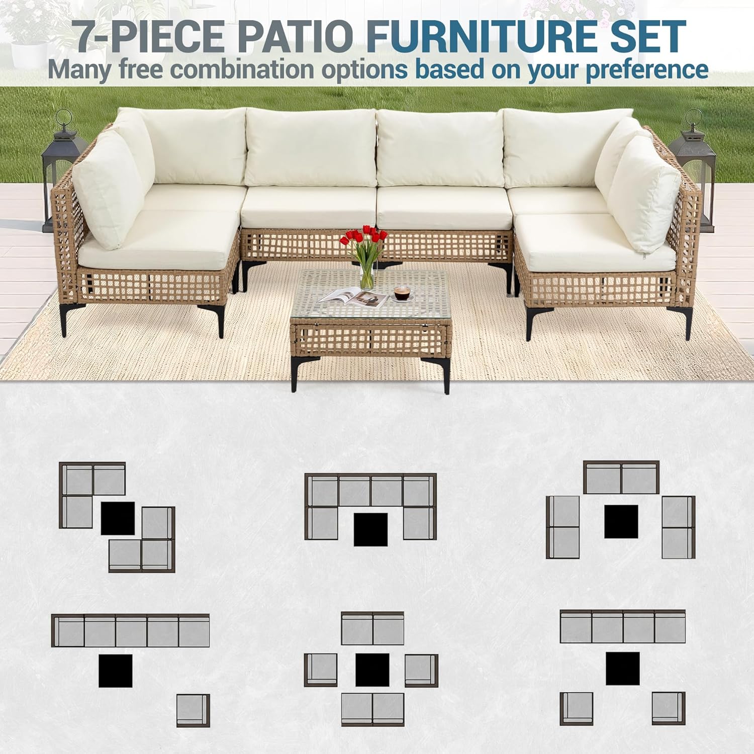 7 PCs Outdoor Patio Furniture  - Outdoor Furniture Luxury review and price