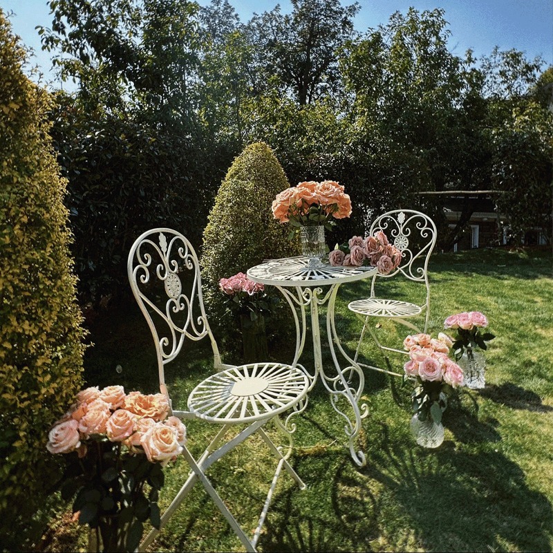 French Vintage Iron Table and  - Outdoor Furniture Metal Chairs review and price