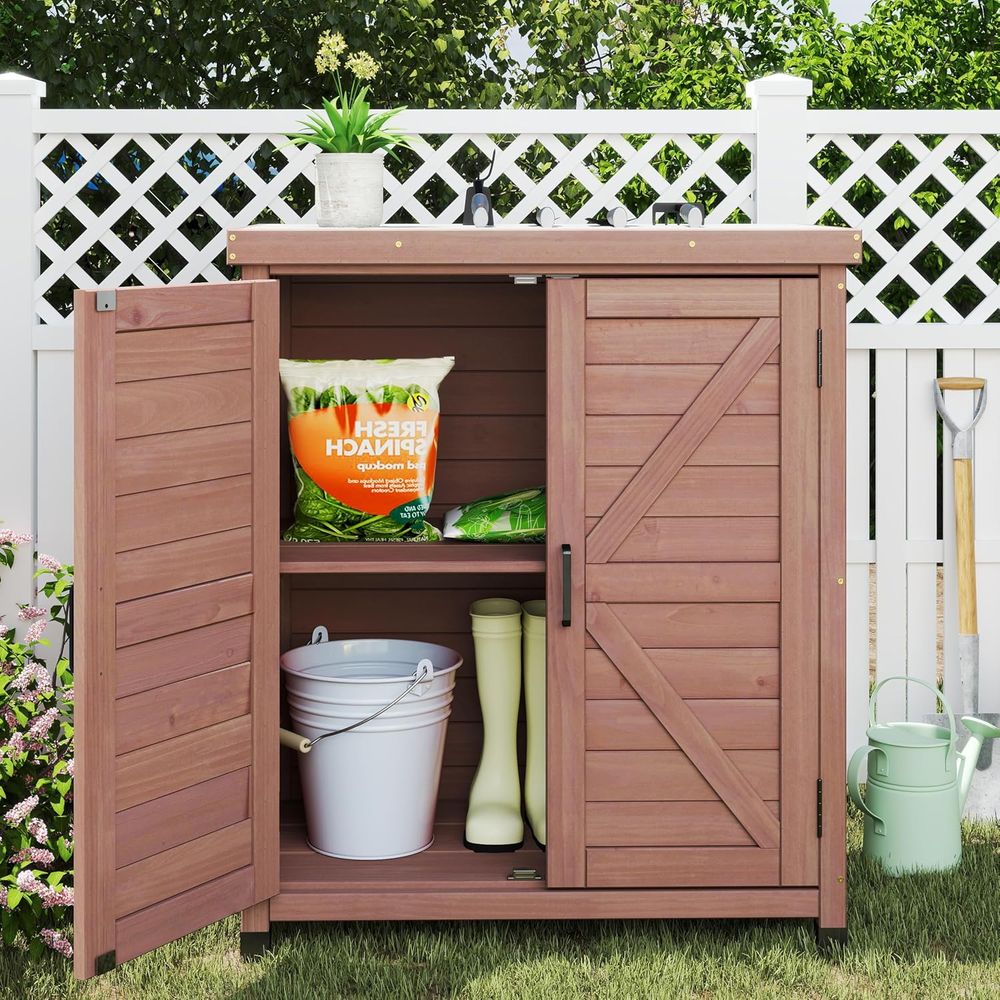 Outdoor Storage Cabinet & Pott - Outdoor Furniture Wood review and price